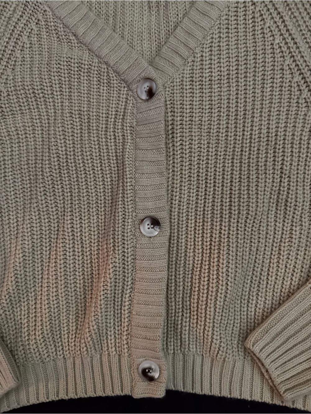 Neutral Cream V-Neck Ribbed Button Cardigan - Picture 3 of 5
